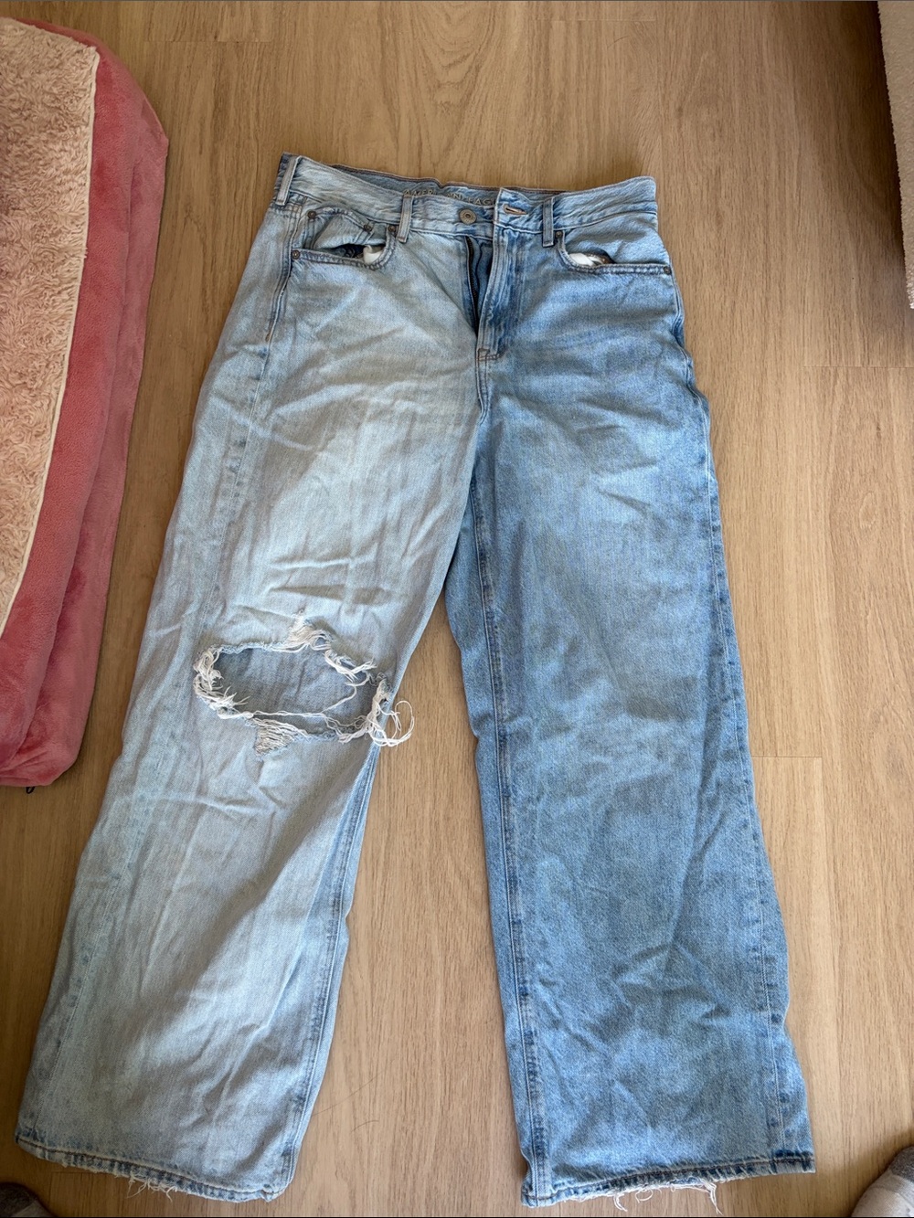 American Eagle Outfitters Two-Tone Light Blue Straight Leg Jeans